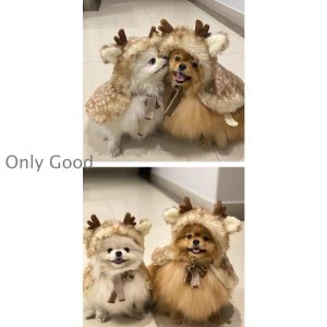ペット服 クリスマス マント 猫 犬 ケープ 犬用 猫用 衣装 帽子付き 可愛い トナカイ コスチューム 犬服 仮装 変